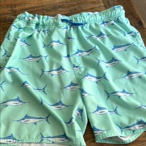 Kids Swim Trunks with Shark Print - Green